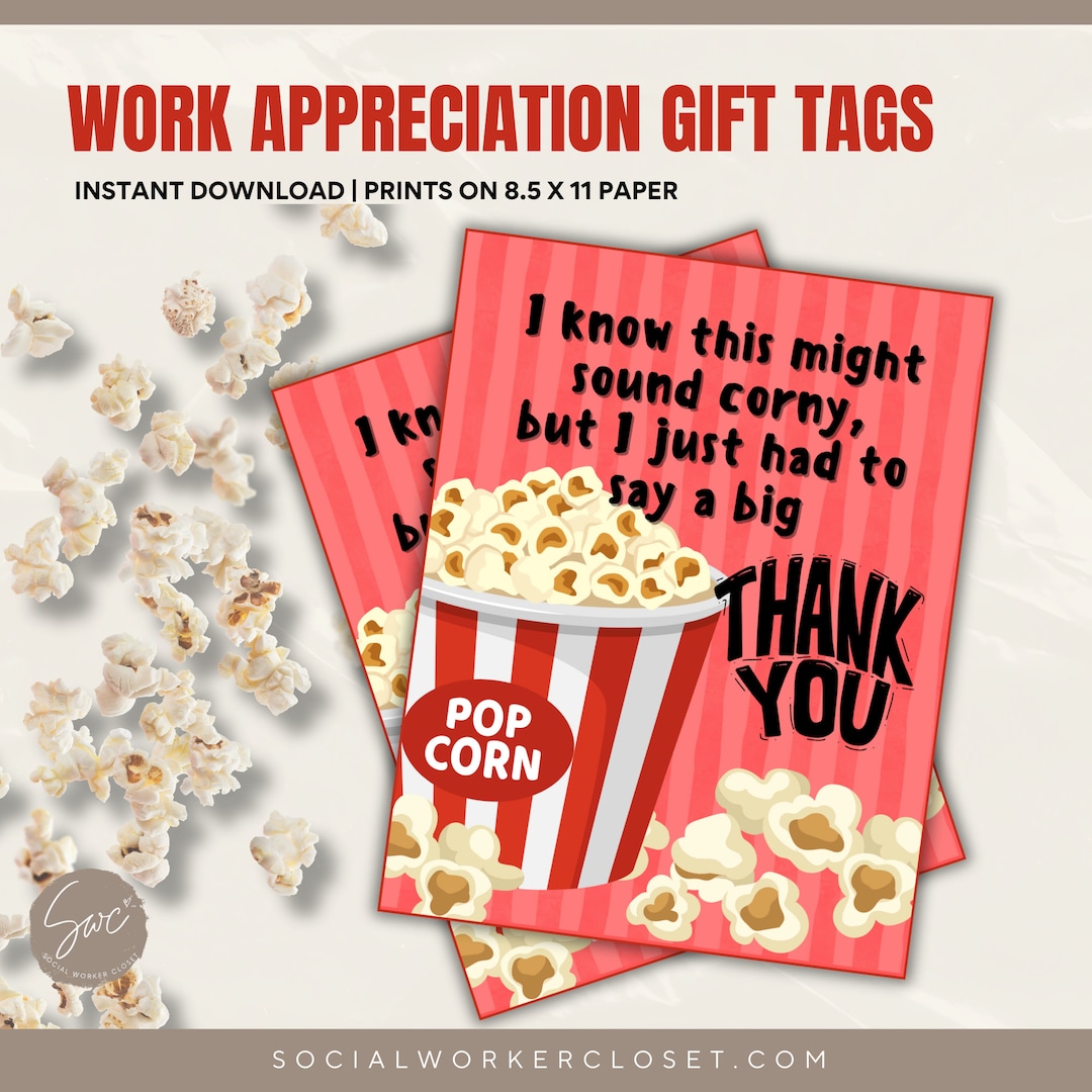 Popcorn Printable Gift Tag for Case Manager Employee Appreciation Tag ...