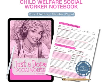 Pink Documentation Template for Child Welfare Case Managers - Digital - Printable - Notebook for case management