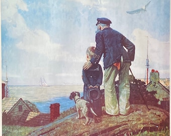 Norman Rockwell "Outward Bound" Framed Vintage Lithograph (1982)