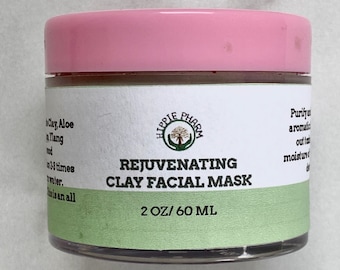 Rejuvenating Clay Facial Mask 2oz | Vegan Clay Facial Masks | Detox facial Mask | Vegan Skincare | pore minimizer mask | Natural Skin Care