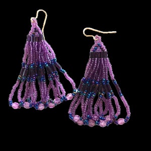 Fan Woven Bohemian Fringe Seed bead earrings Native American Beaded Earrings image 1