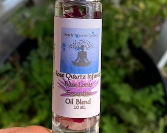 Blue Lotus Essential Oil Roll On: Rose Quartz Infused, Vegan