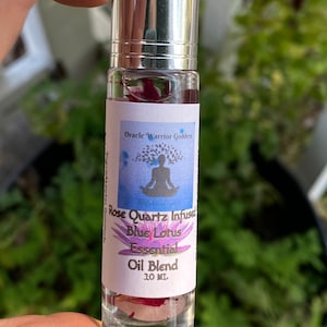 Rose Quartz Infused Blue Lotus Essential Roll On Oil Pure Essential Oil Blend