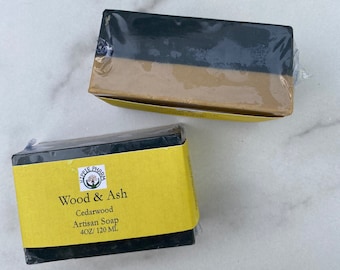 Wood and Ash 4 oz Goats Milk Artisan Soap, Cedarwood soap, pine soap, Fir soap and outdoorsman soap