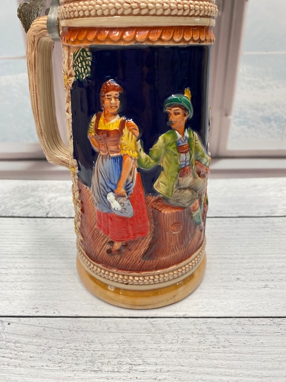 Vintage GERZ West Germany Lidded Beer Stein: Beer Garden Scene - Etsy