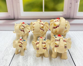 VTG Yi Lin Chinese Resin Elephants Set of 6 Graduating