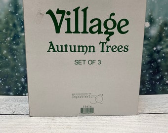 VTG IOB  Dept 56 Village Autumn Trees Set 3 52616 Red Orange Yellow Fall Foliage