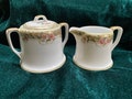 Regina Porcelain Sugar And Cream Dish - Sugar And Cream Set - Floral Sugar And Cream Set - Gold Sugar And Cream Set - Pink And Gold Tea Set