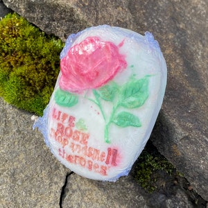 Rose Flower Hand Painted Soap 2.25 oz Rose Soap Decorative Soap Valentines Day Soap Soap Flower image 1