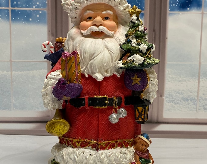 Vintage 12 in Resin Fiber Optic Santa Claus Christmas Decor Christmas