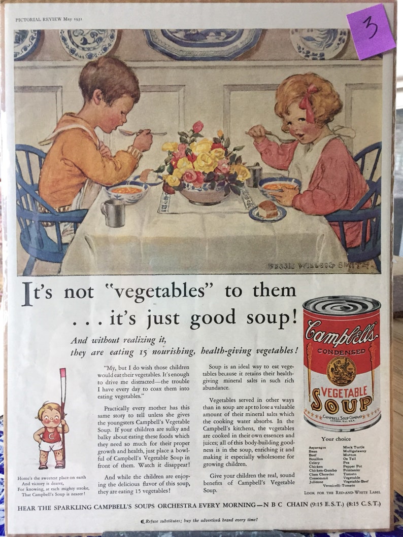 1925 and 1931 Vintage Campbell Soup Ads Vintage Ads 1920's Ads Magazine Ads Campbell Soup Vintage Campbell Soup image 2