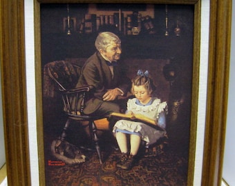 Norman Rockwell The Reading Hour - Little Girl Reading To Grandpa - Norman Rockwell Gallery - Norman Rockwell - Norman Rockwell Paintings