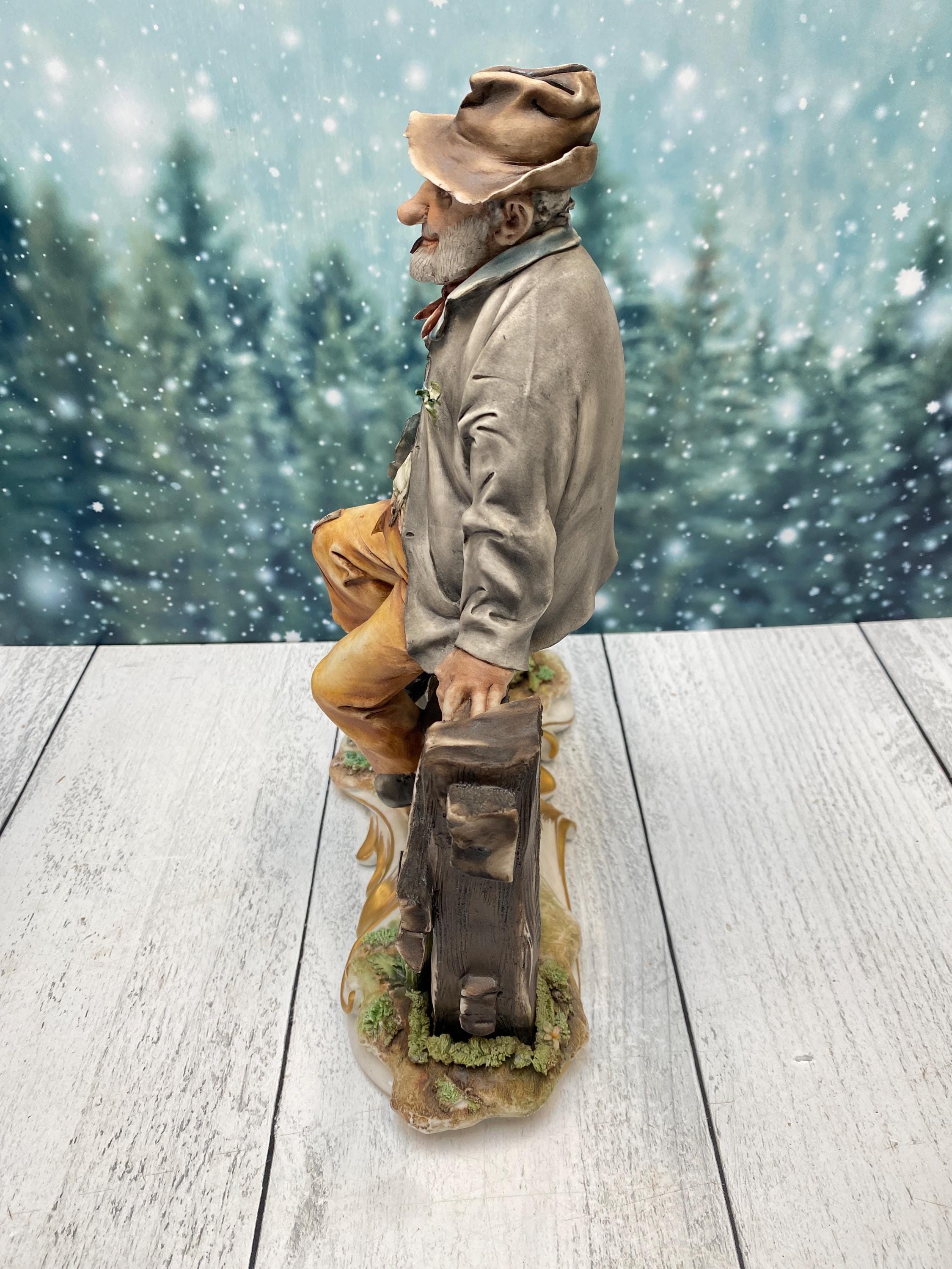 Vintage Capodimonte Style Porcelain Tramp on Fence With Dog