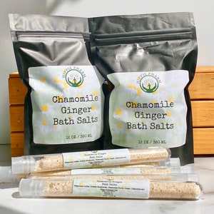 Kamille Ingwer Badesalze 12 oz - Badesalze - Entspannungsgeschenke - Geschenk für Sie - Spa Geschenk - Florale Badesalze mit ätherischen Ölen