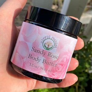 Sandy Rose Natural Whipped Body Butter - Vegan Skin Care - Vegan Body Butter - Rose Body Butter - Moisturizing Body Butter