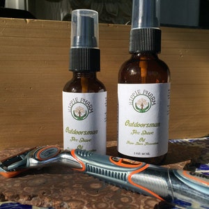 Outdoorsman Pre Shave Oil for Razor Burn Prevention, deep penetrating skin and hair softener.