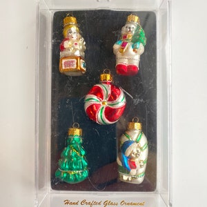 Mehrfarbige Weihnachtsornamente Set Vintage Glasornamente Glasornamente Weihnachten 90er Jahre Weihnachtsdekoration 5 Glasornamente Bild 3