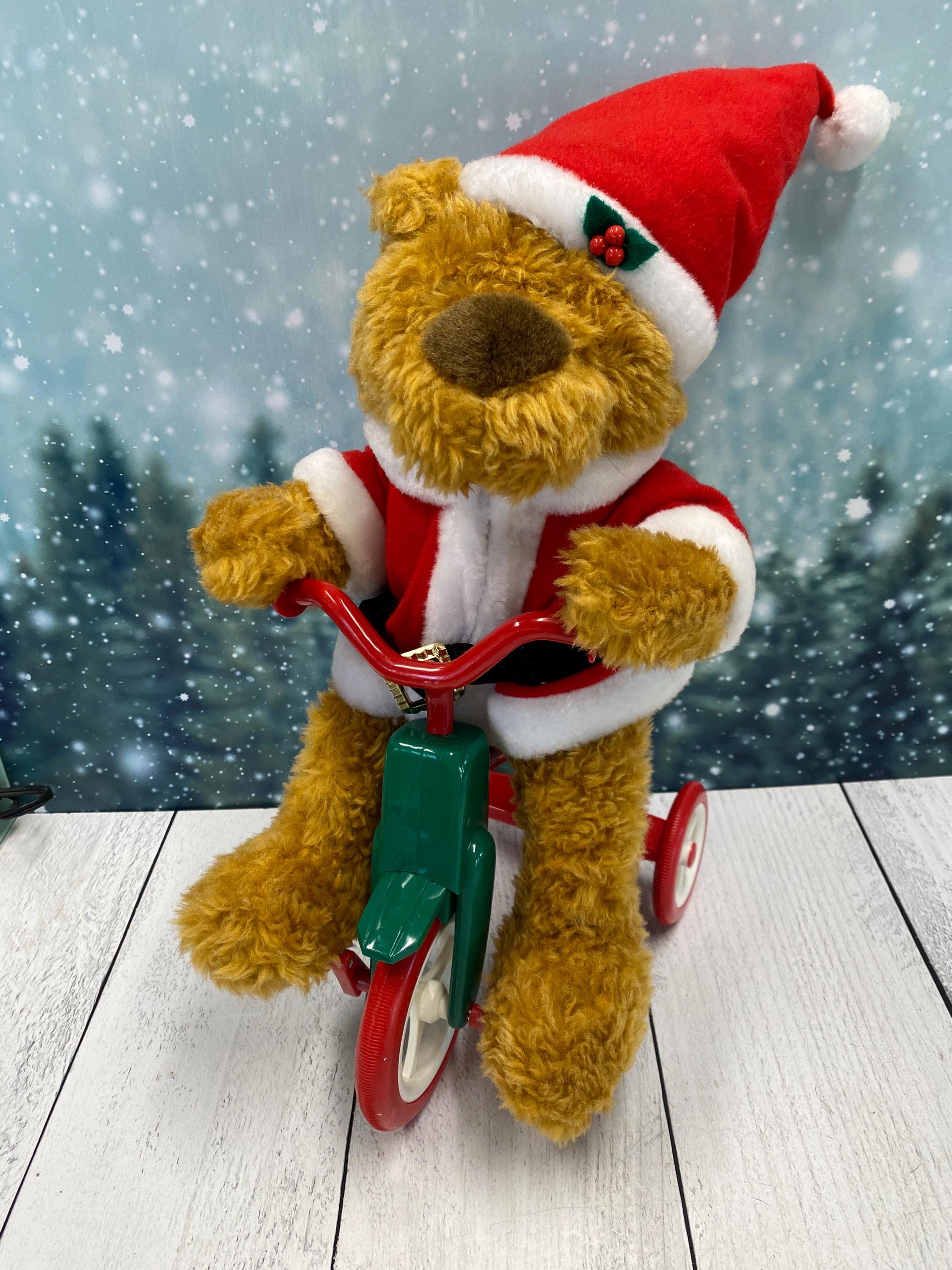 VTG 1997 Avon Musical Cycling Santa Christmas Bear – Figurine