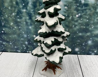 Vtg Lemax Dickensvale Pine Tree 9" Porcelain Holiday Collectible 1995 IOB