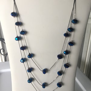 Multi 3 Strand Electroplated Metallic Blue Glass Rondelle - Etsy