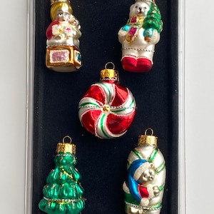 Multi Color Christmas Ornaments Set Of Vintage Glass Ornaments Glass Ornaments Christmas 90s Christmas Decor 5 Glass Ornaments image 4