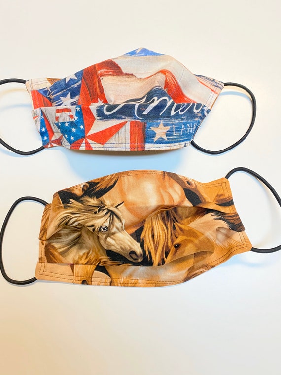 100 Cotton Horse Lovers Face Mask Horse Face Mask 3 Layered Etsy