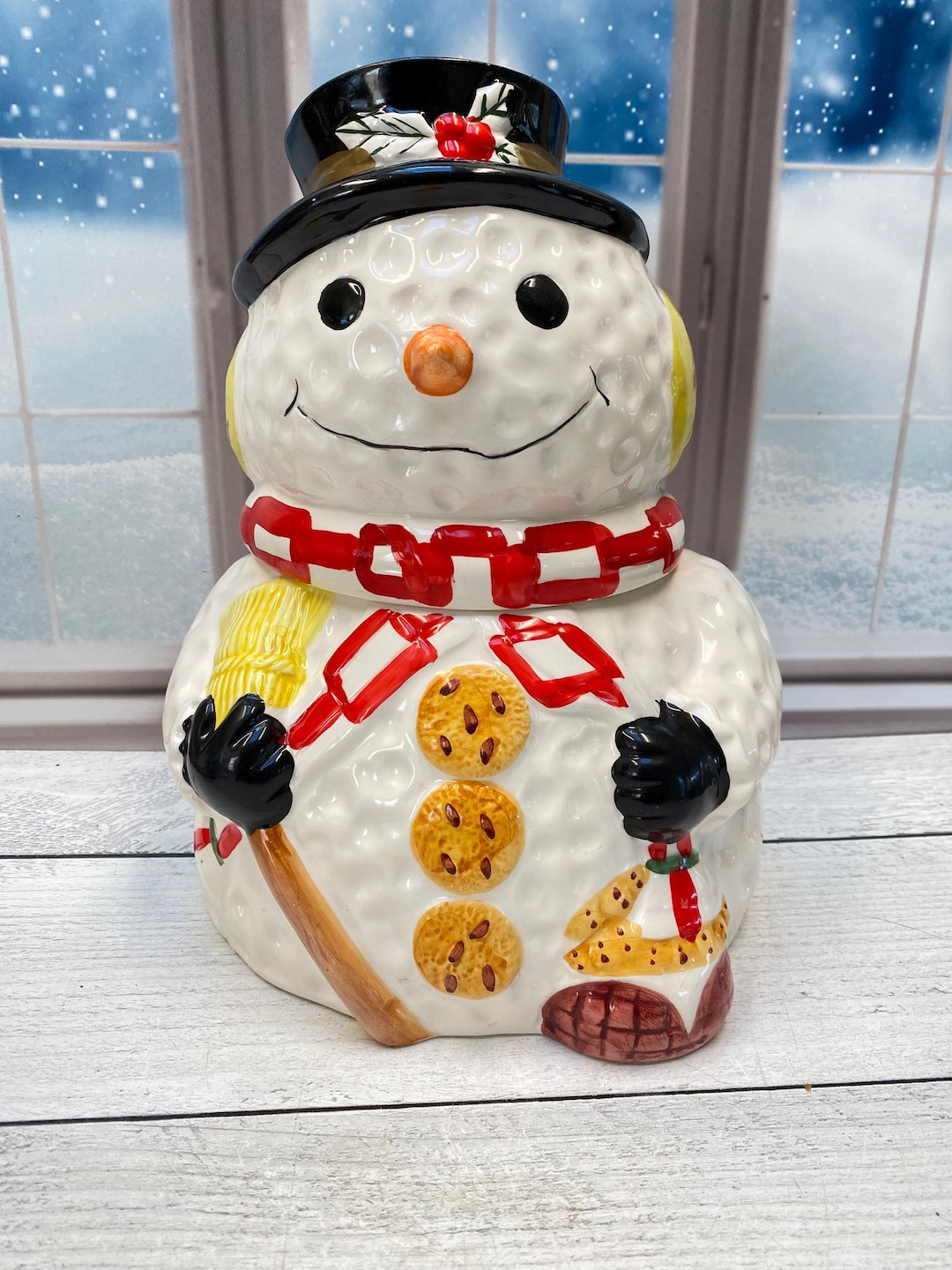 〇Ga左1006 スノーマン クッキージャー 陶製 Gibson VTG Gibson Large Snowman Cookie Jar | Christmas Decor - Etsy