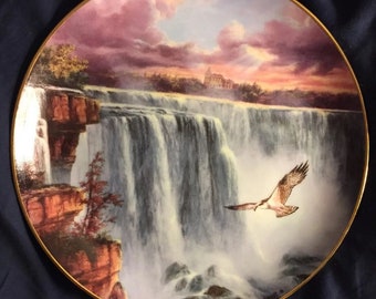 Danbury Mint - Cascading Thunder Plate - Plate - Collectors - Collectibles - Plate art - Patriotic Art - Niagara Falls