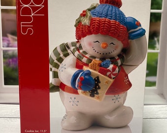 IOB Festive Frosty Ceramic Cookie Jar KT700 by Studio Nova  | Christmas Decor