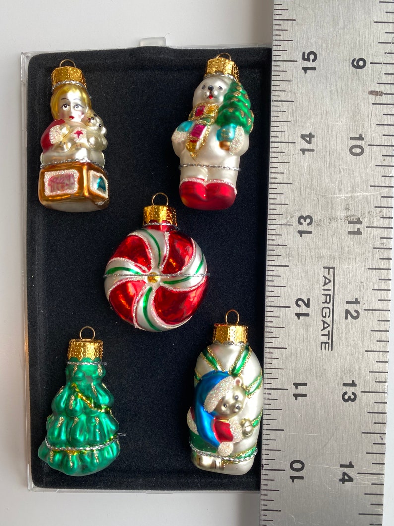 Multi Color Christmas Ornaments Set Of Vintage Glass Ornaments Glass Ornaments Christmas 90s Christmas Decor 5 Glass Ornaments image 7