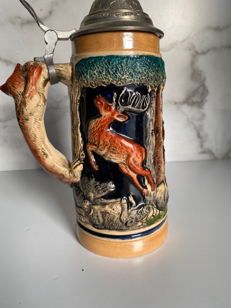 Hunters Joy Fox Handle Beer Stein by Zoller Vintage German Etsy