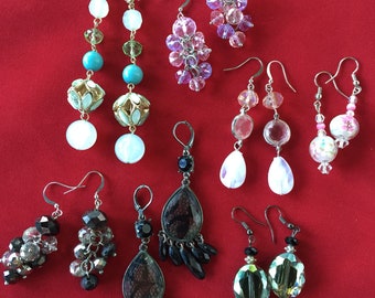 Crystal and Bead Earrings, Swarovski Crystal, cluster earrings, crystal, teardrop, dangles, swarovski, resin, floral, chandelier, drop