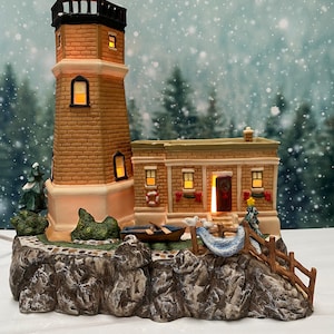 O’Well 2003 Harborside Village Lighthouse Christmas Village Lighted Coastal Decor