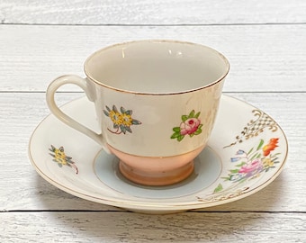 Vintage Gilded Floral Teacup & Saucer 1944-1952 Made in Occupied Japan
