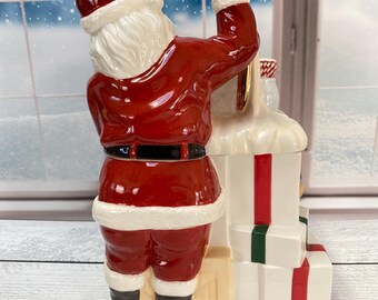 IOB Lenox Holiday Village Musical Candy Box Santa Ceramic