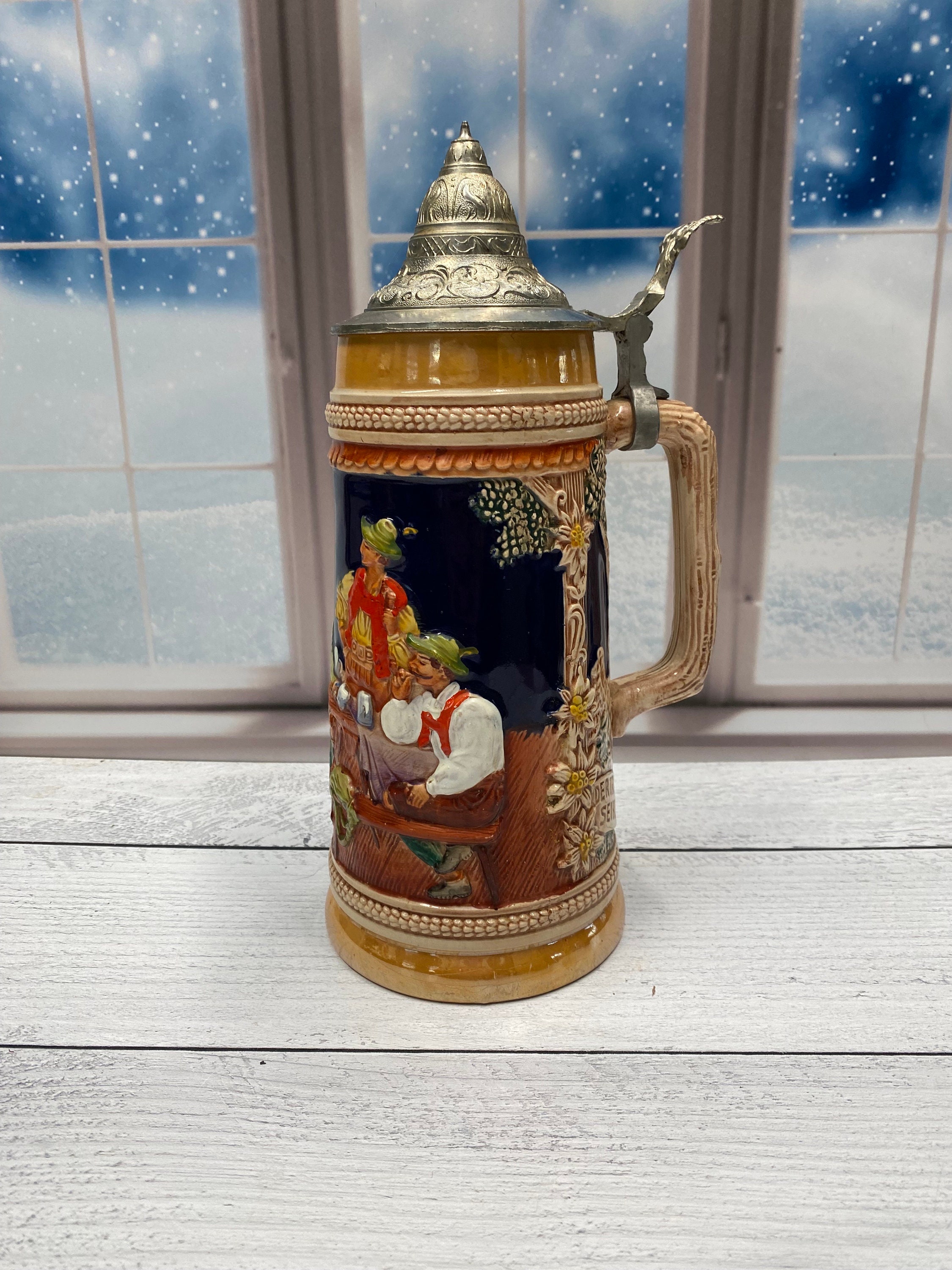 Vintage GERZ West Germany Lidded Beer Stein: Beer Garden Scene - Etsy