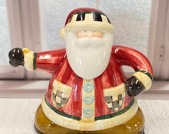 Vtg Sakura Debbie Mumm Santa Claus Teapot Hand Painted Ceramic 6.5"