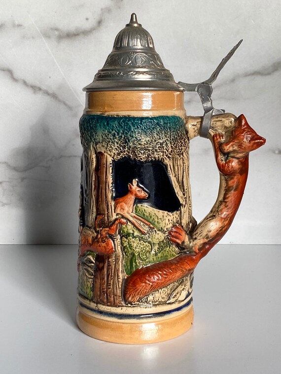 Hunters Joy Fox Handle Beer Stein by Zoller Vintage German Etsy