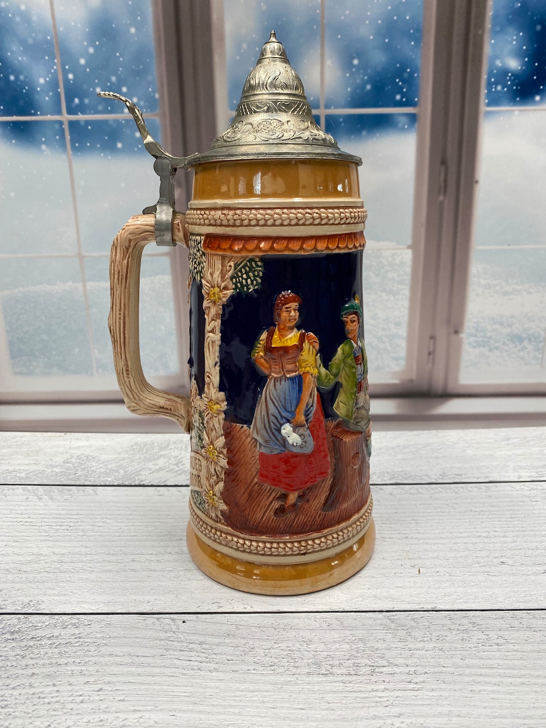 VTG GERZ West Germany Lidded Beer Stein - Der Trunk Sei Klar