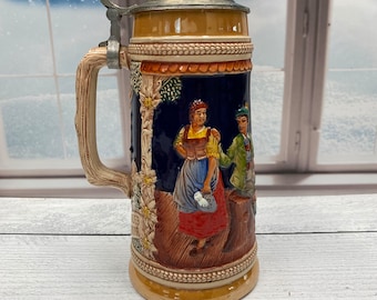Vintage GERZ West Germany Lidded Beer Stein: Beer Garden Scene - Etsy