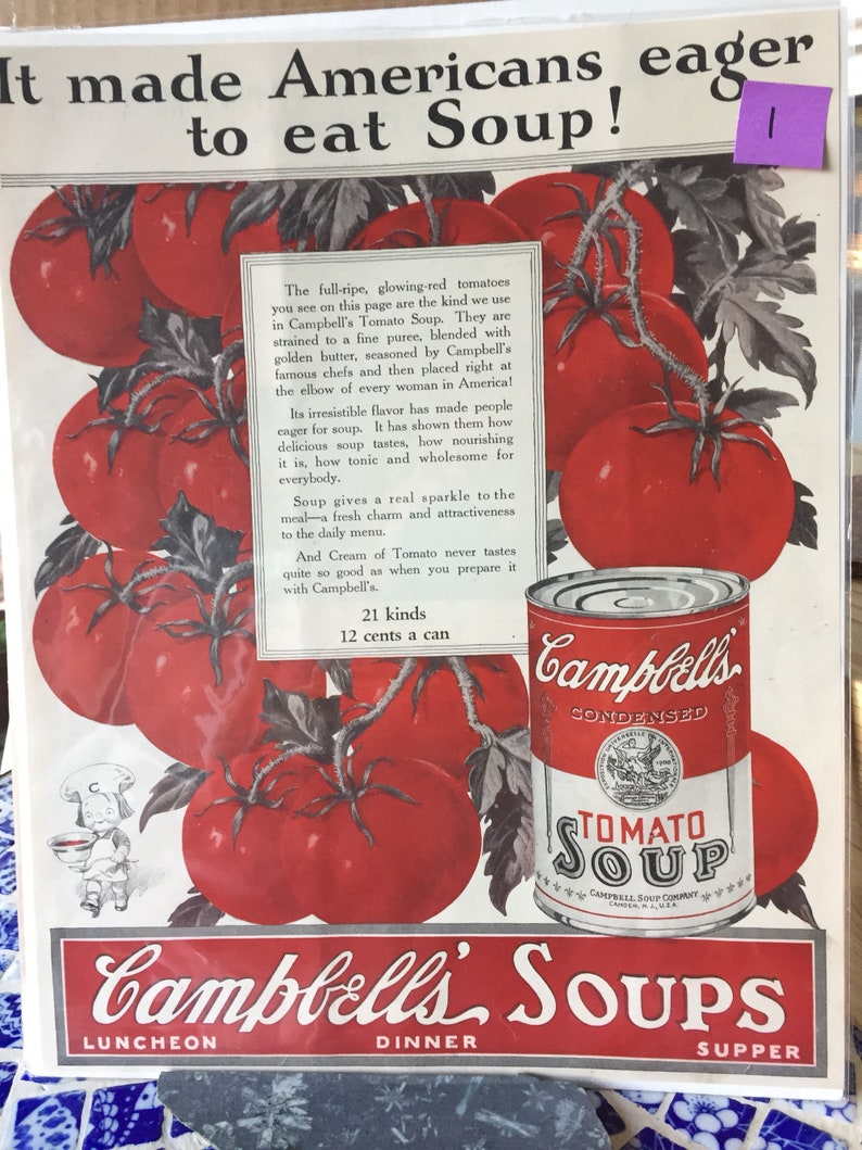 1925 and 1931 Vintage Campbell Soup Ads Vintage Ads 1920's Ads Magazine Ads Campbell Soup Vintage Campbell Soup 1 Eager to Eat Soup