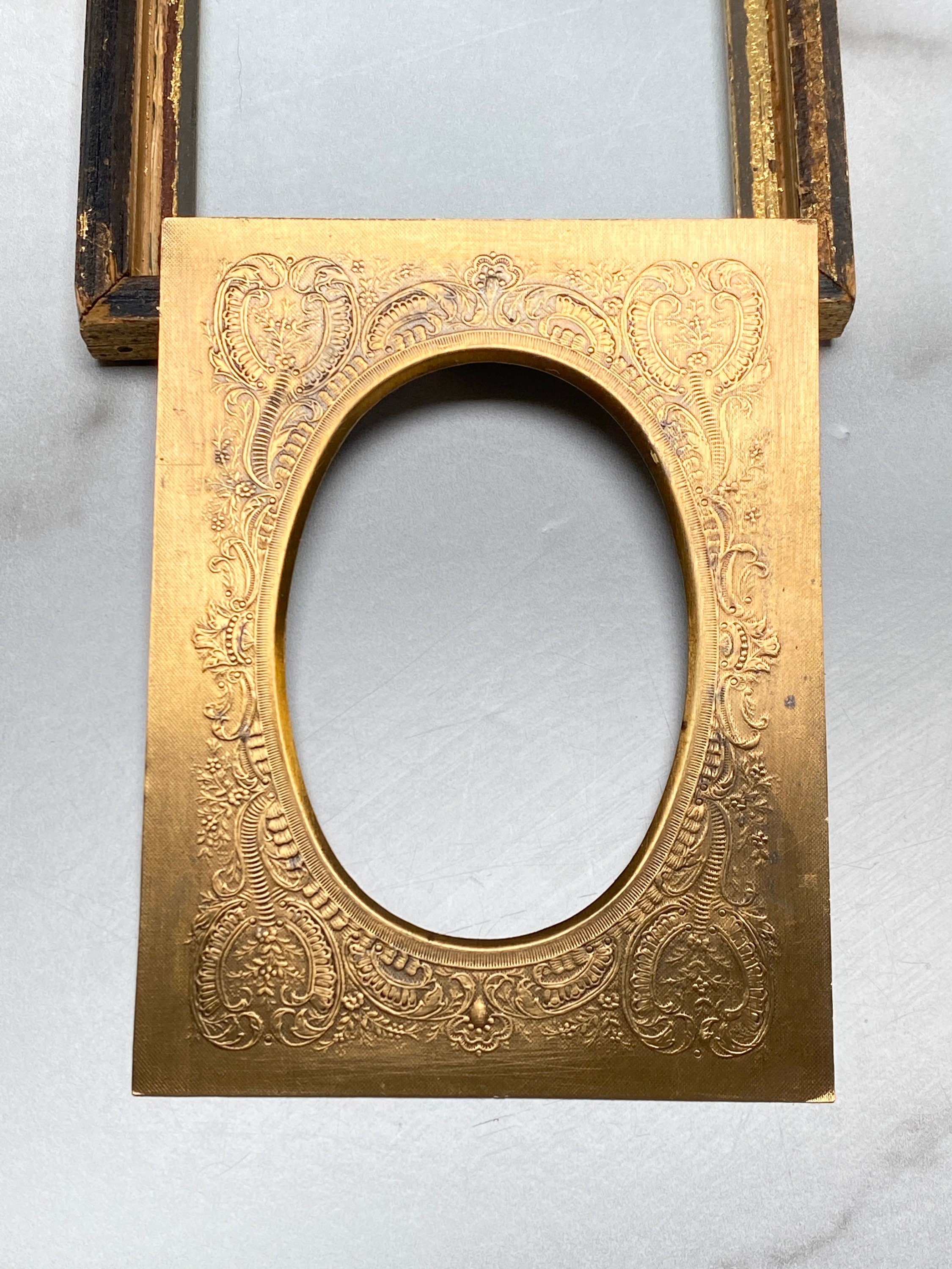 Antique Carr Brass Picture Frame With Ferrotype Photo Etsy