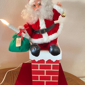 Vintage Animated Santa Claus With Chimney Christmas Display by