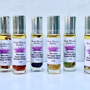 Blue Lotus Crystal Infused Essential Oil Roller Bottle