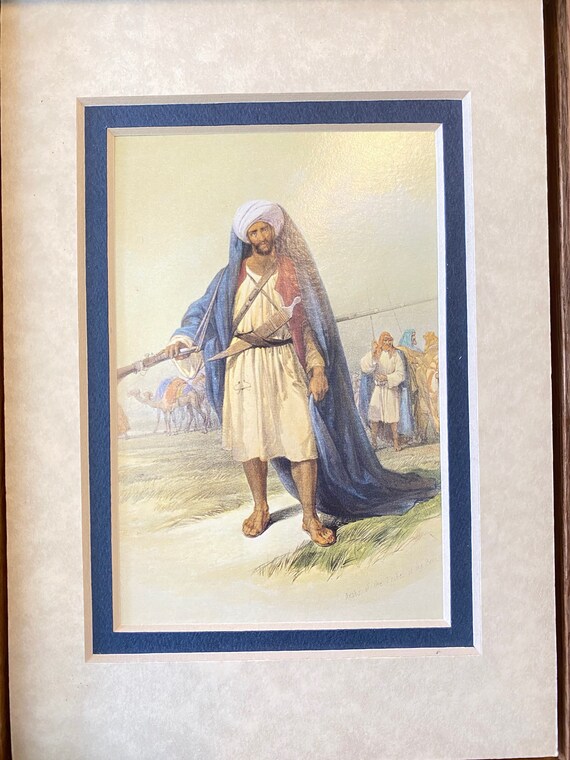 David Roberts Arabs of the Desert 1839 Framed Postcard Print Vintage Holy Land Art
