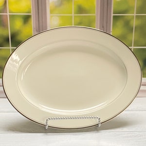 Vintage MIKASA Belair L2802 14&quot; Oval Serving Platter | Platinum Trim