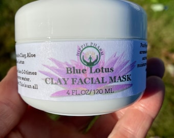 Blue Lotus Rejuvenating Clay Facial Mask 4 oz | Vegan Clay Facial Mask | Detox Mask | pore minimizer | facial treatment | Natural Skin Care