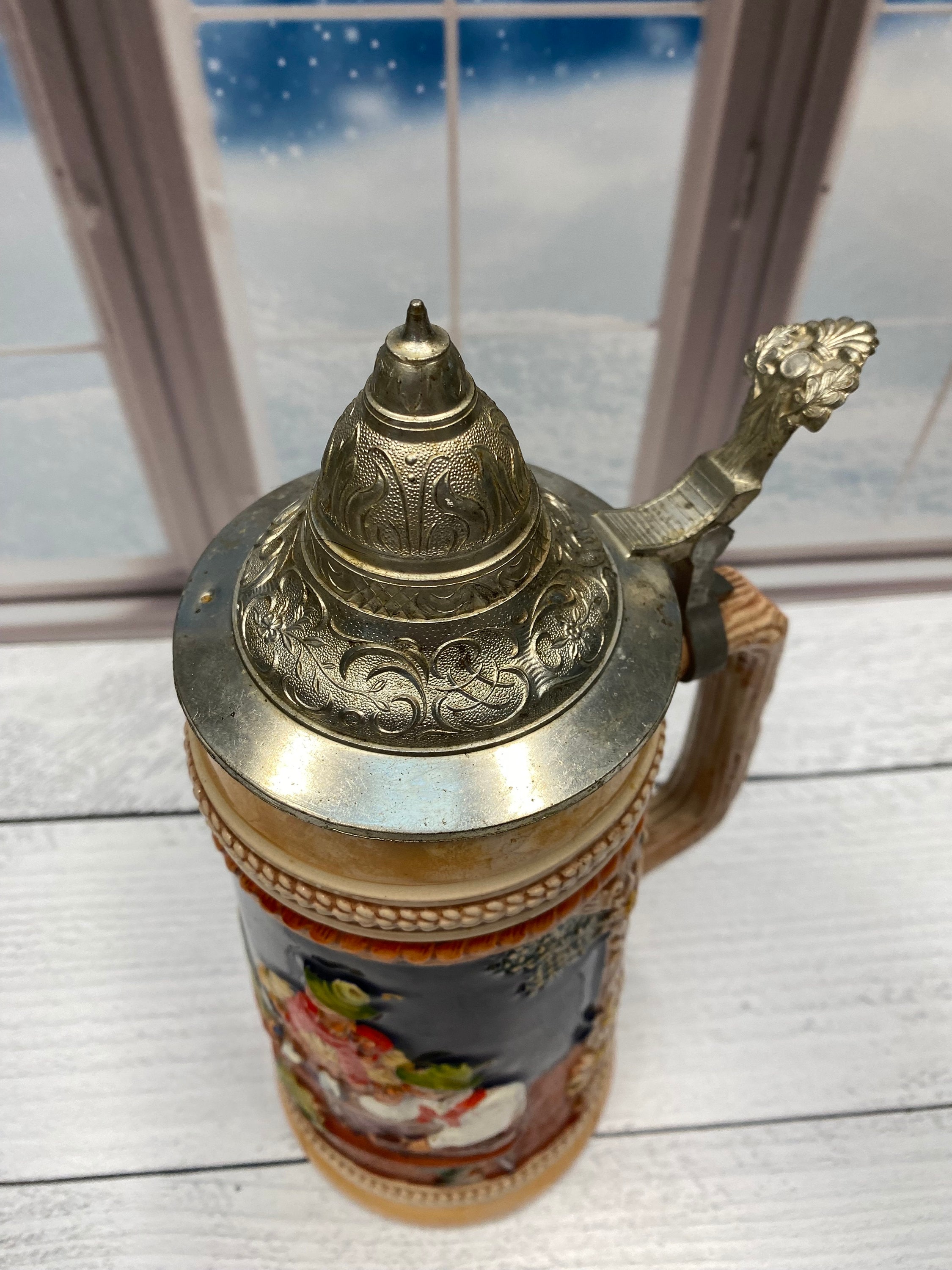 Vintage GERZ West Germany Lidded Beer Stein: Beer Garden Scene - Etsy