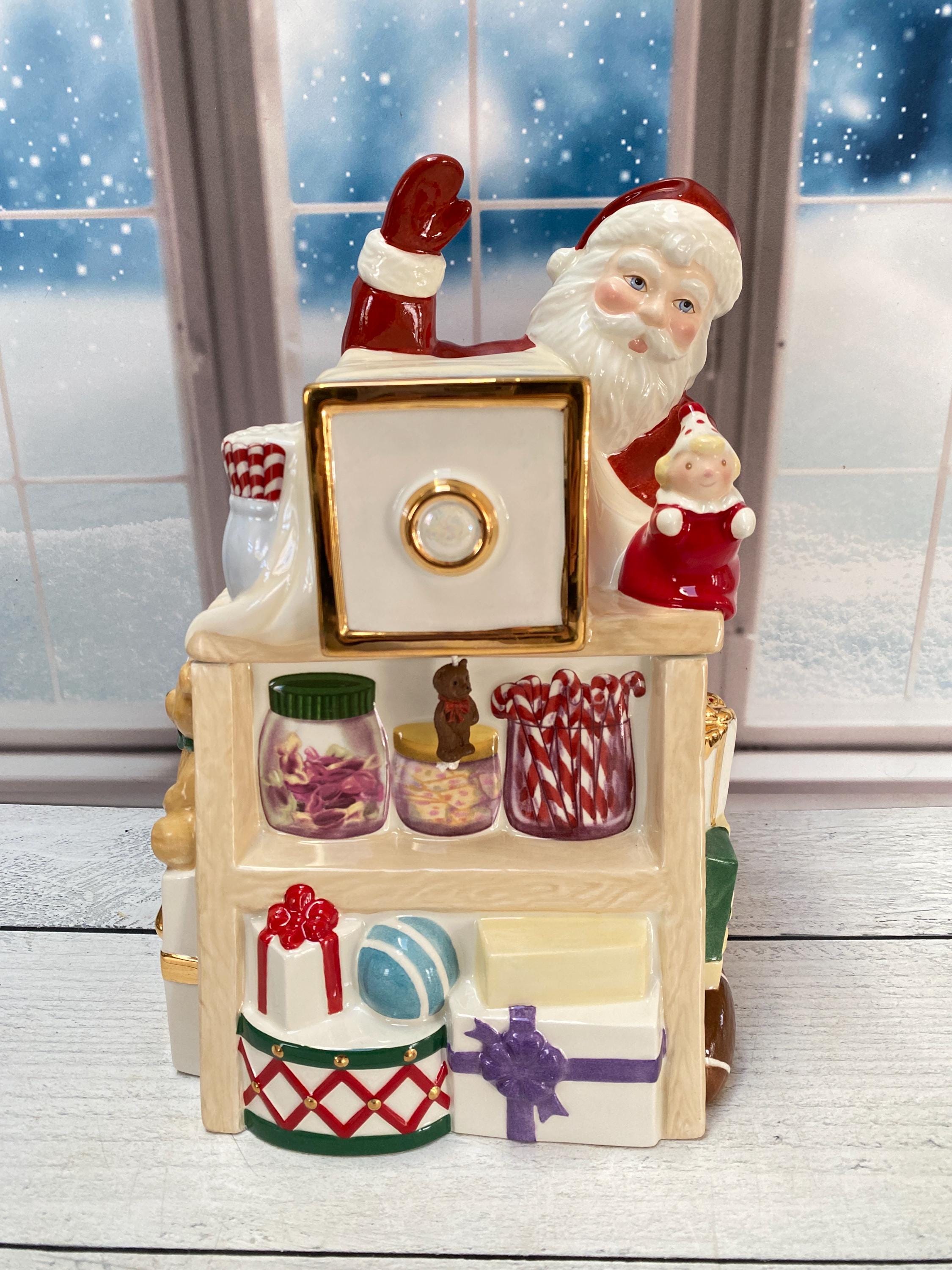 IOB Lenox Holiday Village Musical Candy Box Santa Ceramic