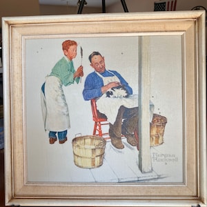 Norman Rockwell Toy Maker Canvas Reproduction 1995 COA C0102